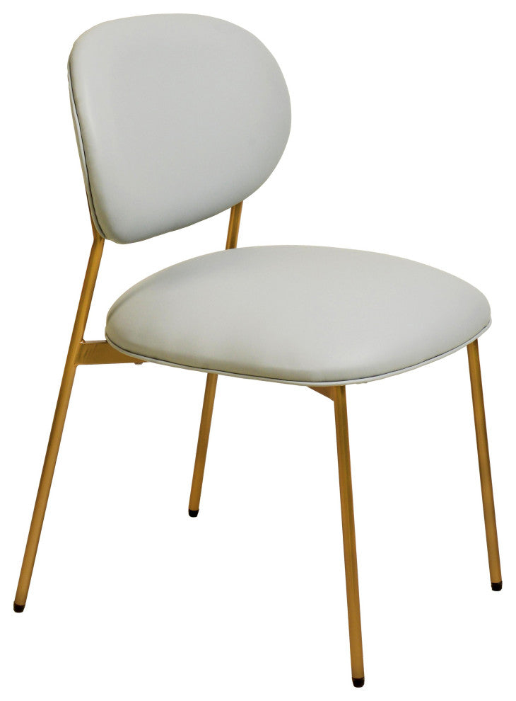 McKenzie Light Grey Vegan Leather Stackable Dining Chair - Set of 2 - Light Grey