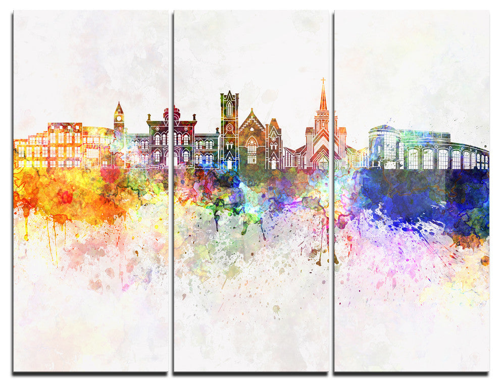 "Colorful Brampton Skyline" Metal Wall Art, 3 Panels, 36"x28"