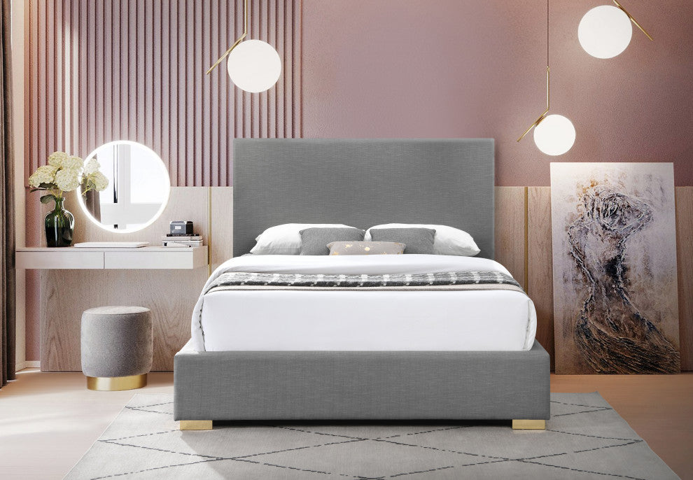 Crosby Linen Upholstered Bed, Gray, Full