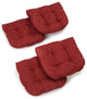19" U-Shaped Micro Suede Tufted Dining Chair Cushions, Set of 4, Red Wine