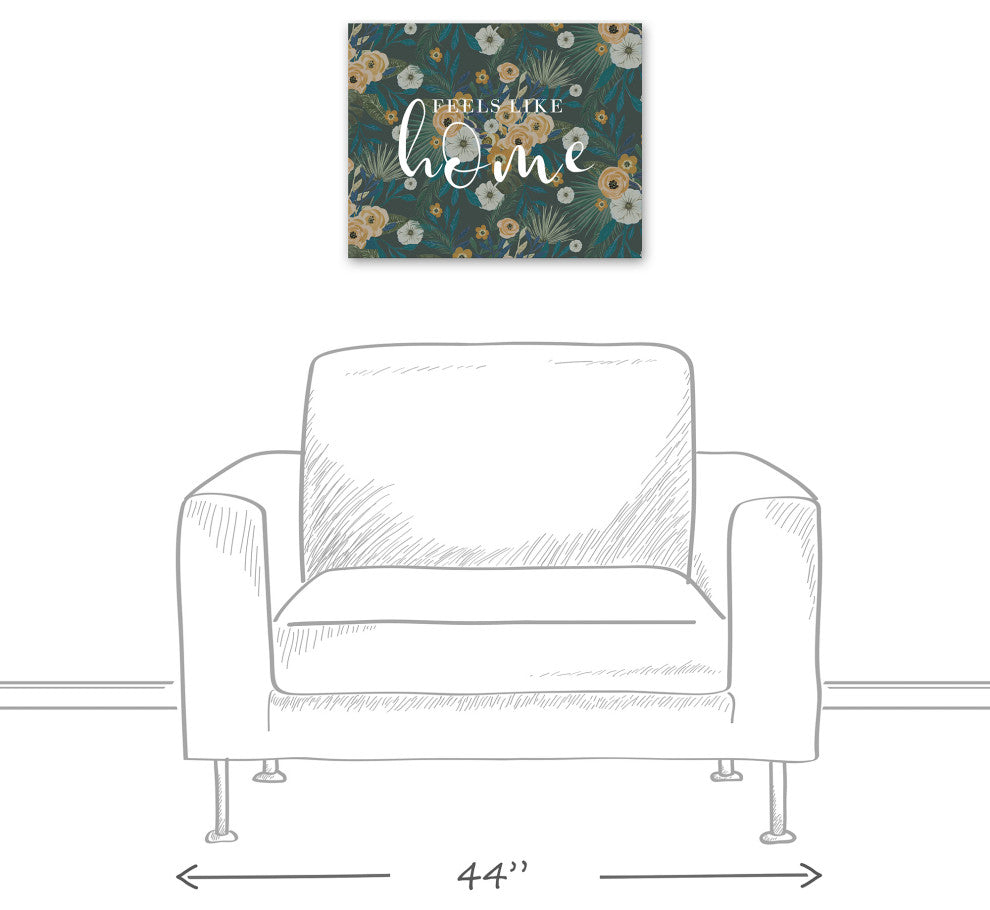 Feels Like Home Green Tropical Floral 20x16 Canvas Wall Art