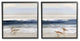 Birds On Beach Shore Ocean Waves Blue Sky Landscape, 2pc, each 12 x 12