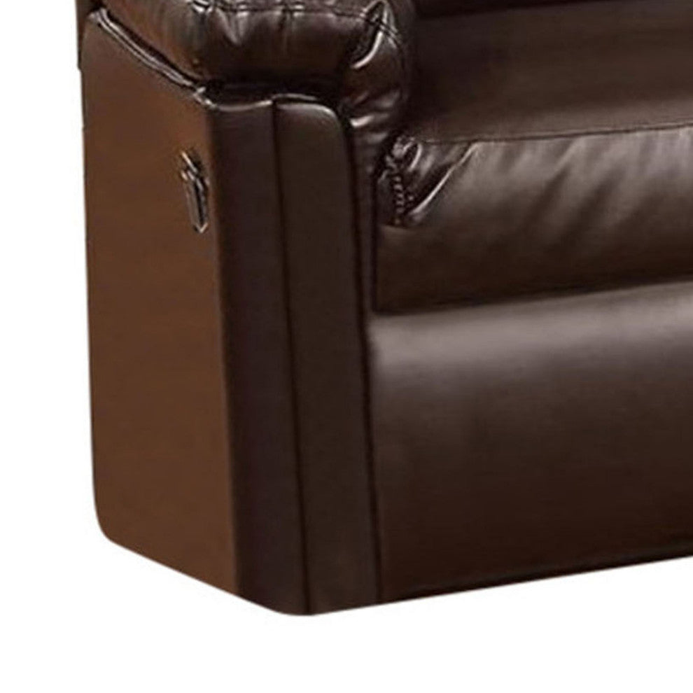 Benzara BM171423 Bonded Leather Recliner Loveseat, Brown