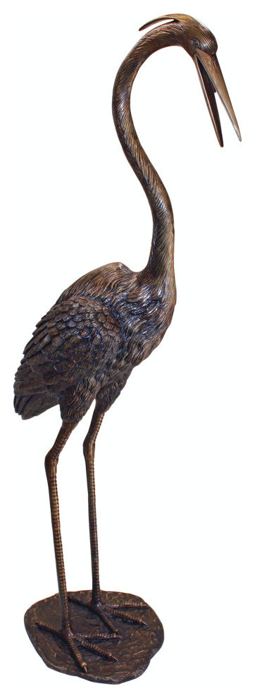 Grande Heron Head High Bronze Statue