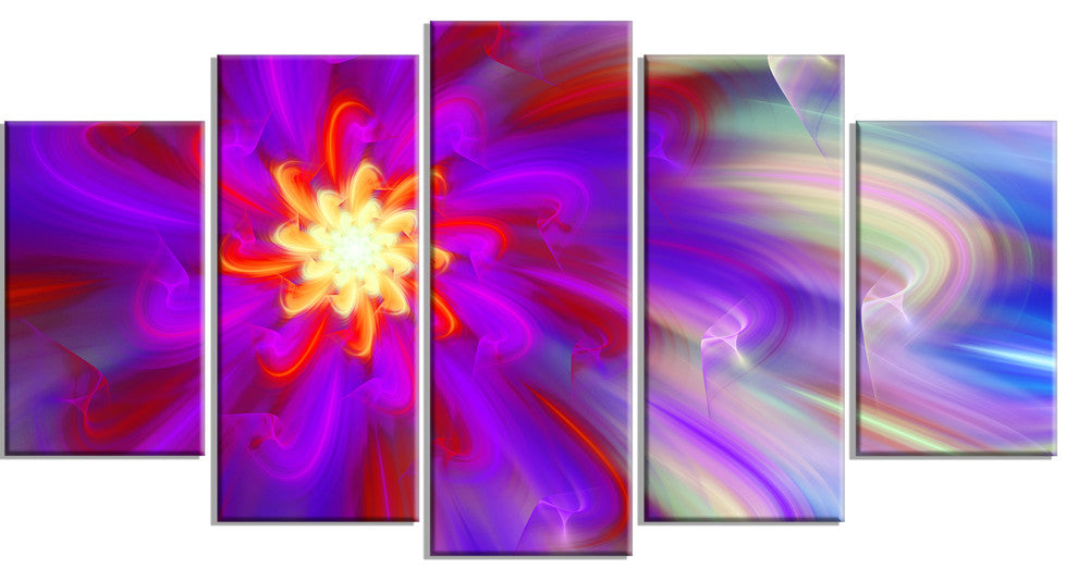 Beautiful Purple Flower Petals, Large Floral Canvas Art Print, 60"x32", 5 Panels