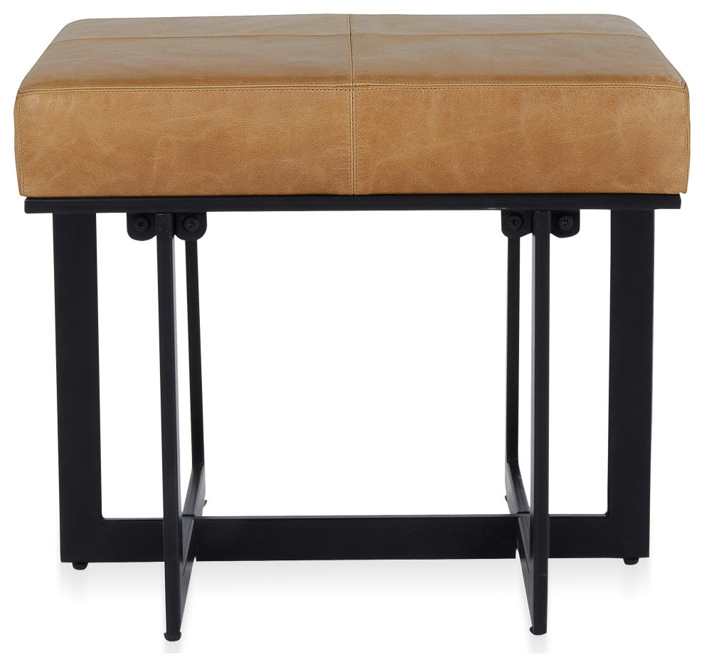 Calvin Leather Stool,, Chestnut