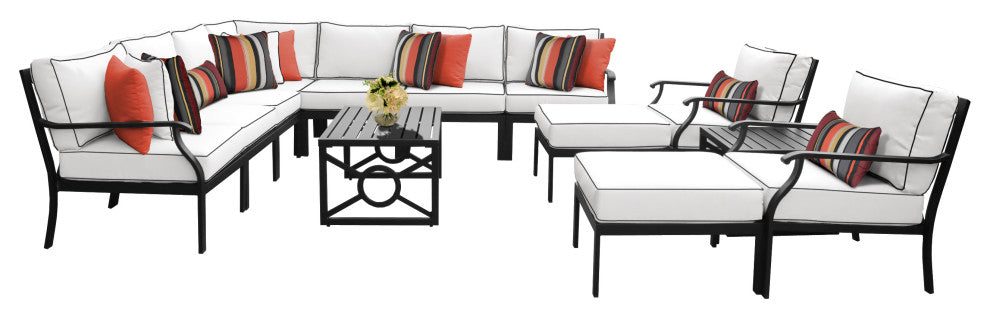 kathy ireland Madison Ave. 13 Piece Aluminum Patio Furniture Set 13a, Snow