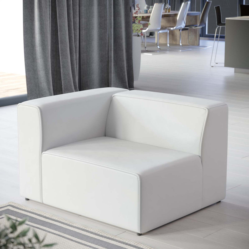 Sofa Corner Chair, Faux Vegan Leather, White, Modern, Living Lounge Hospitality