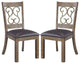 Set of 2 PU Side Chair, Black and Weathered Cherry