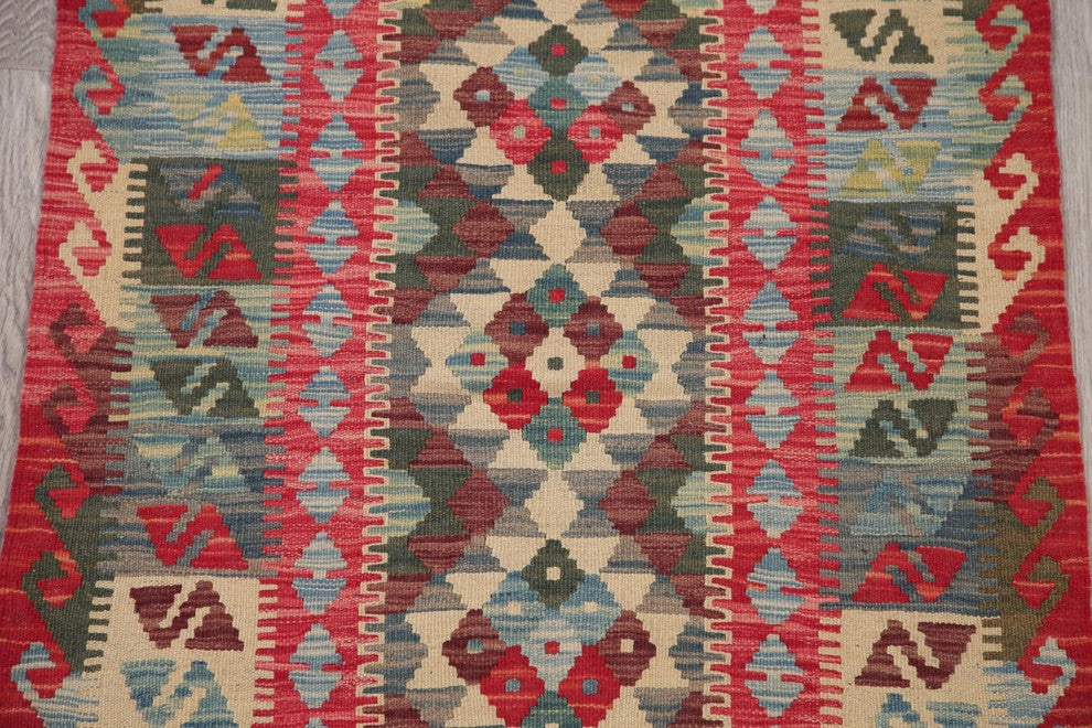 Kilim Turkish Flat-Woven Southwestern Oriental Traditional Area Rug, 3'11"X2'7"