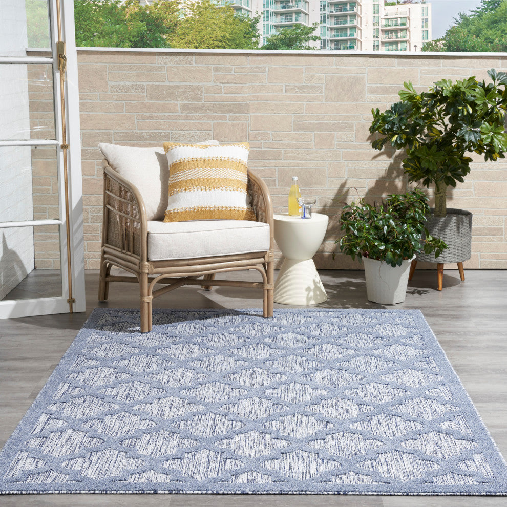 Nourison Easy Care 5' x 7' Denim Blue Modern Area Rug