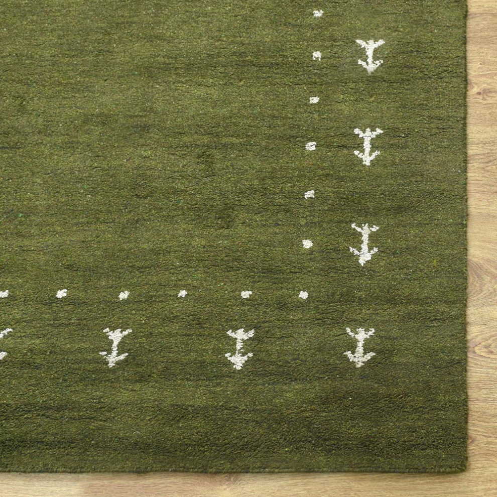 HAND KNOTTED LOOM SILK ECO-FRIENDLY AREA RUG-8'x10',Rectangle,Green,Contemporary