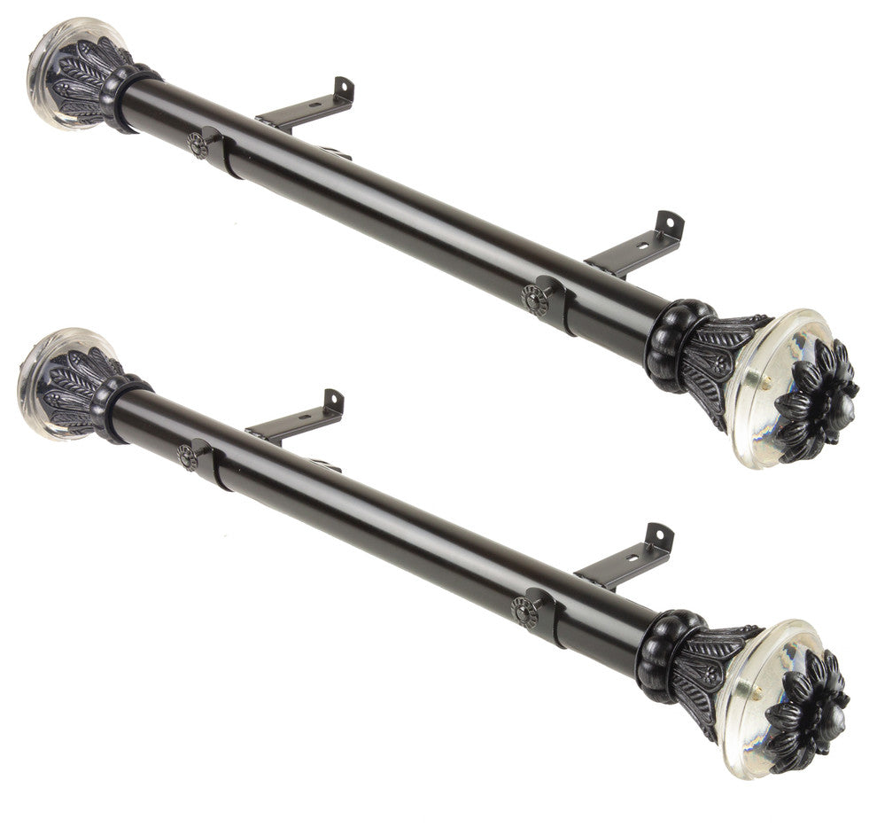 Frida 1.5" Side Curtain Rod, Black, 24"