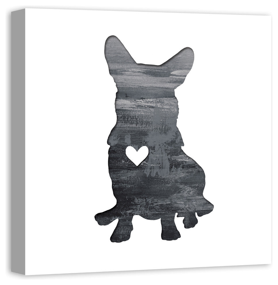 Designs Direct Creative Group Ink Silhouette Corgi 24x24 Canvas Wall Art