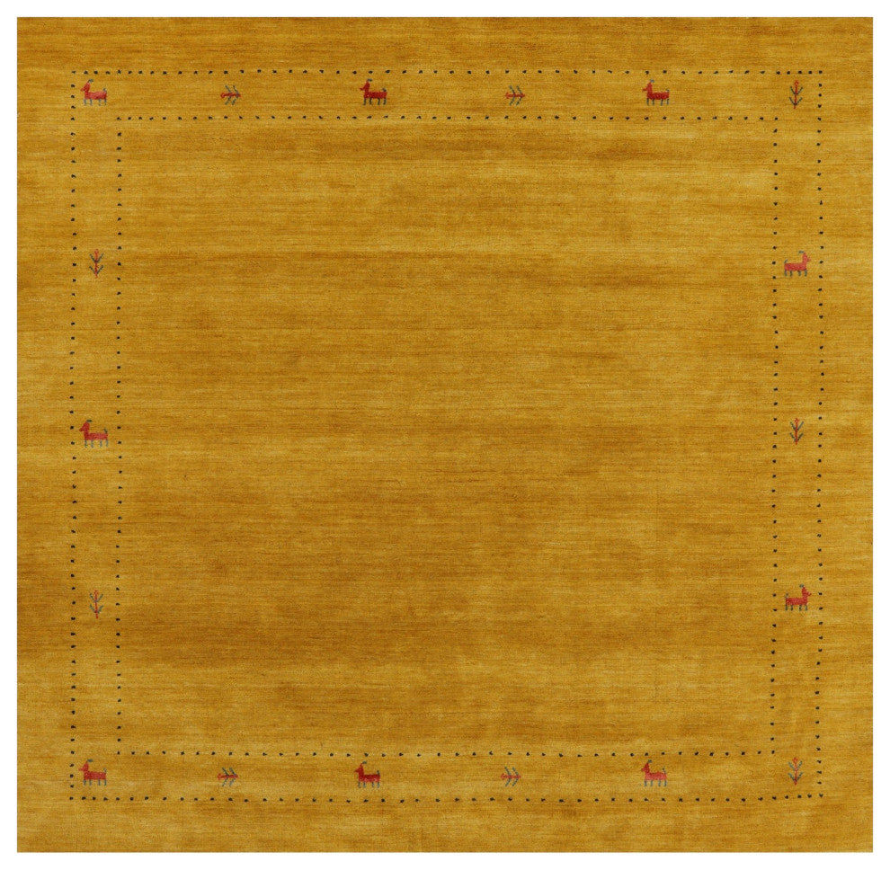 6' Square Persian Gabbeh Handmade Wool Rug - Q15158