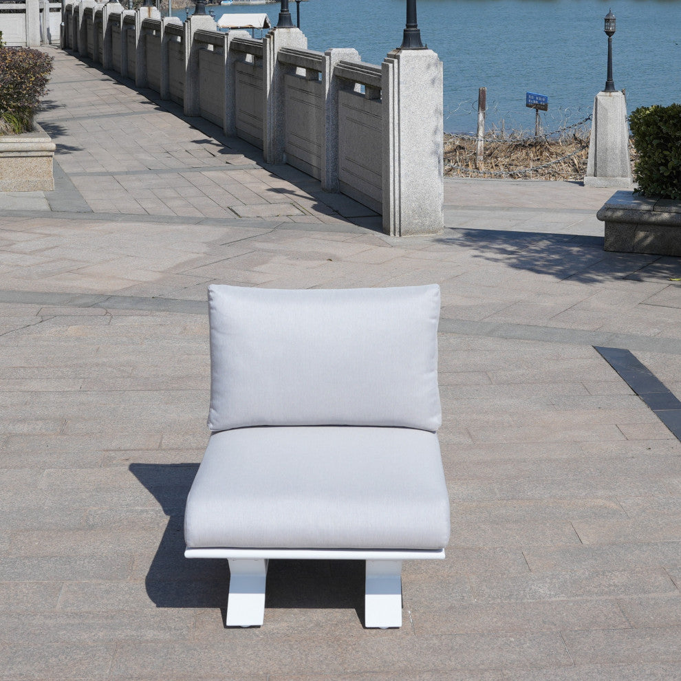 6 Piece Patio Aluminum Open Tube Sofa Set With Coffee Table, White