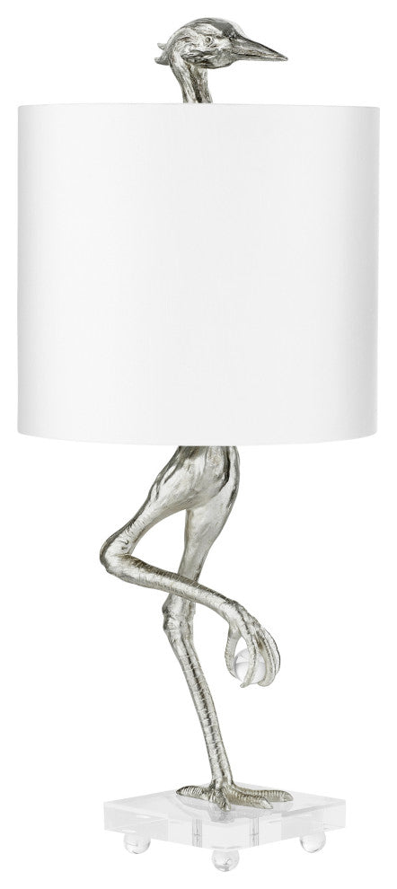 Ibis Table Lamp In Silver Leaf Finish