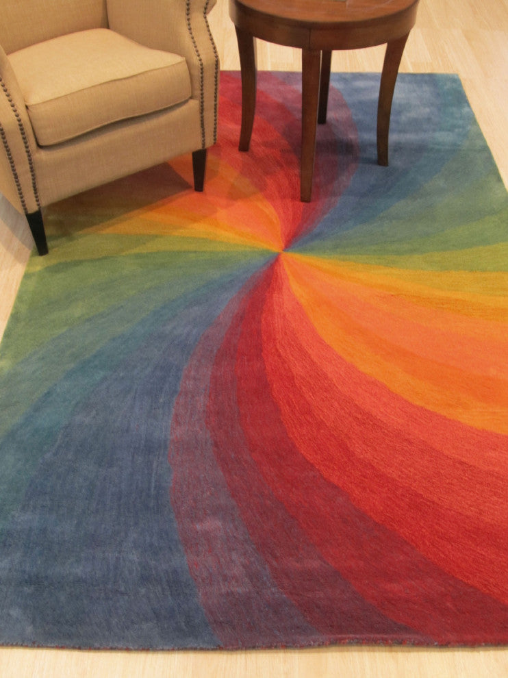 Hand-Tufted Wool Lollipop Contemporary Abstract Swirl Rug, 4'' X 6''