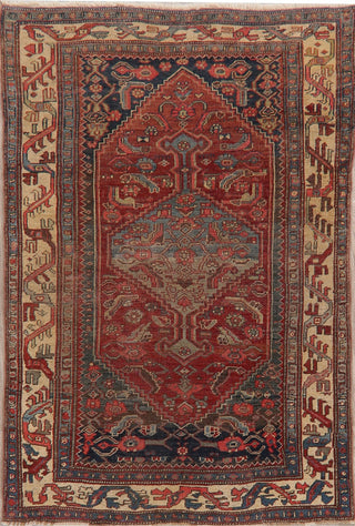 Consigned, Hand-Knotted Antique Oriental Traditional Persian Area Rug, Red, 4x6
