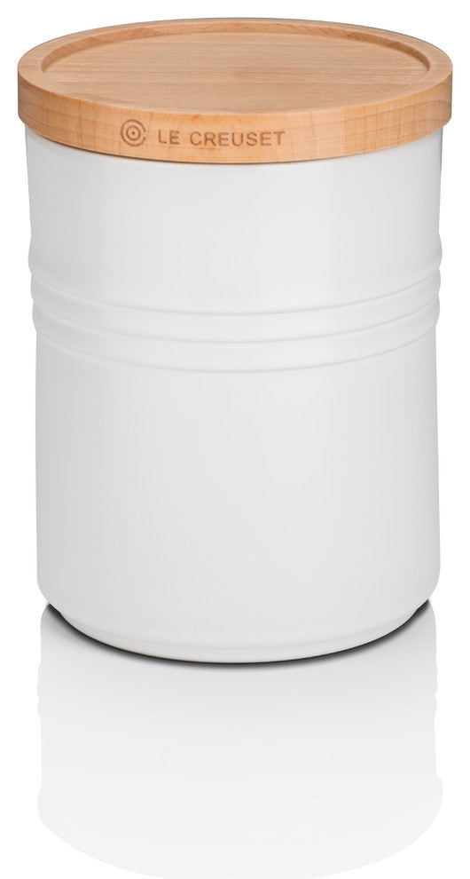 Le Creuset Stoneware Medium Storage Jar With Wooden Lid, Cotton