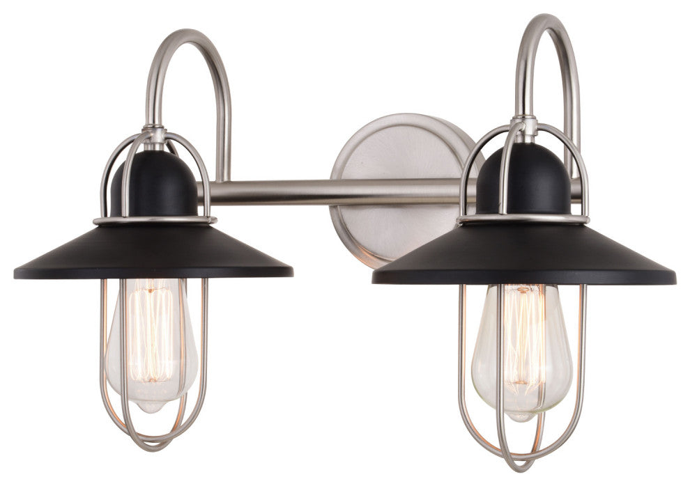 Galena 2 Light Vanity Matte Black and Satin Nickel