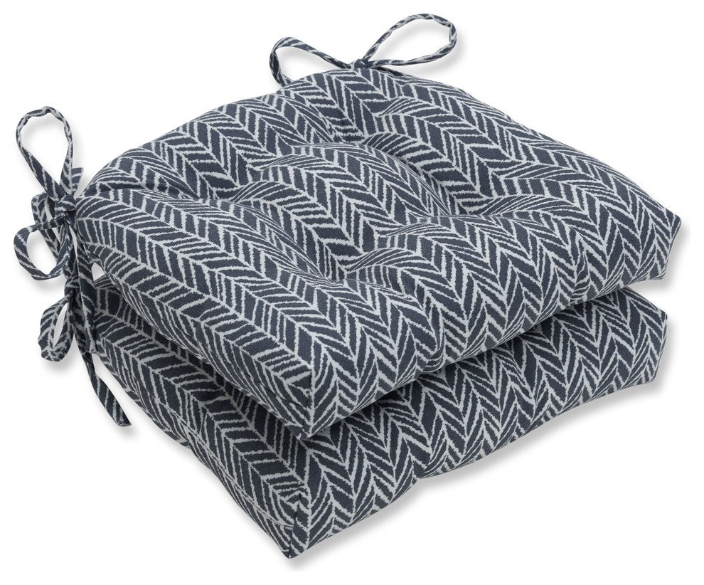 Pillow Perfect Indoor Herringbone Slate Reversible Chair Pad, Set of 2