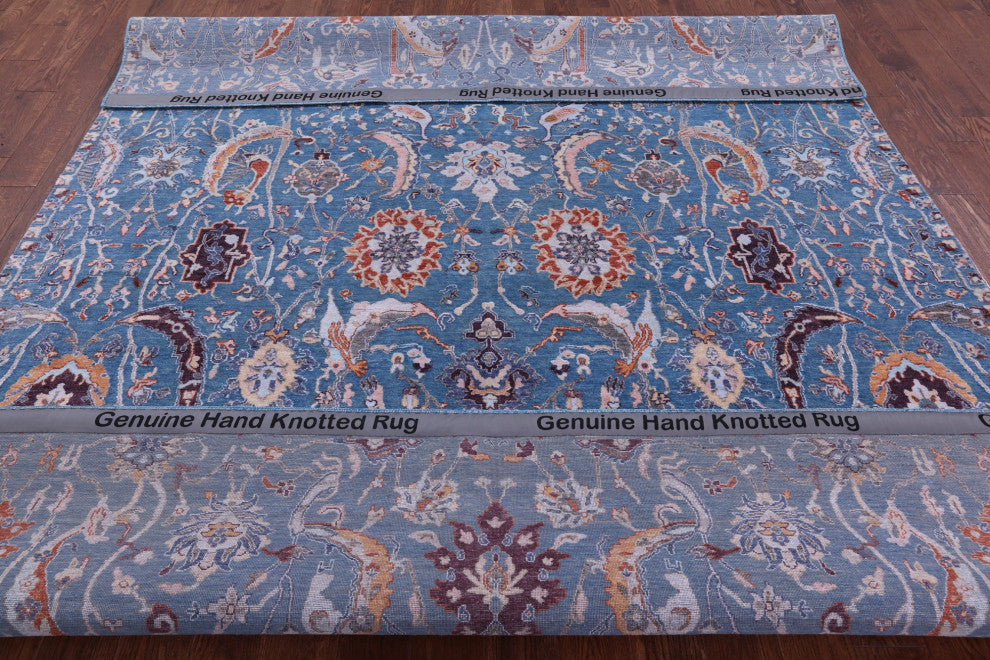 8' 2" X 10' 5" Persian Wool & Silk Hand Knotted Rug - Q14901