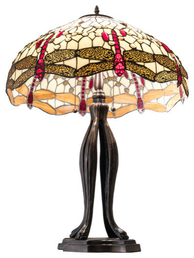 Meyda Lighting 229133 30" High Tiffany Hanginghead Dragonfly Table Lamp