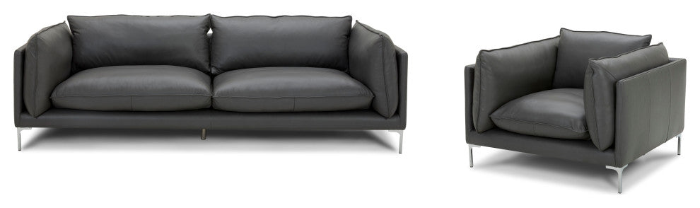 Divani Casa Harvest Modern Gray Full Leather Chair