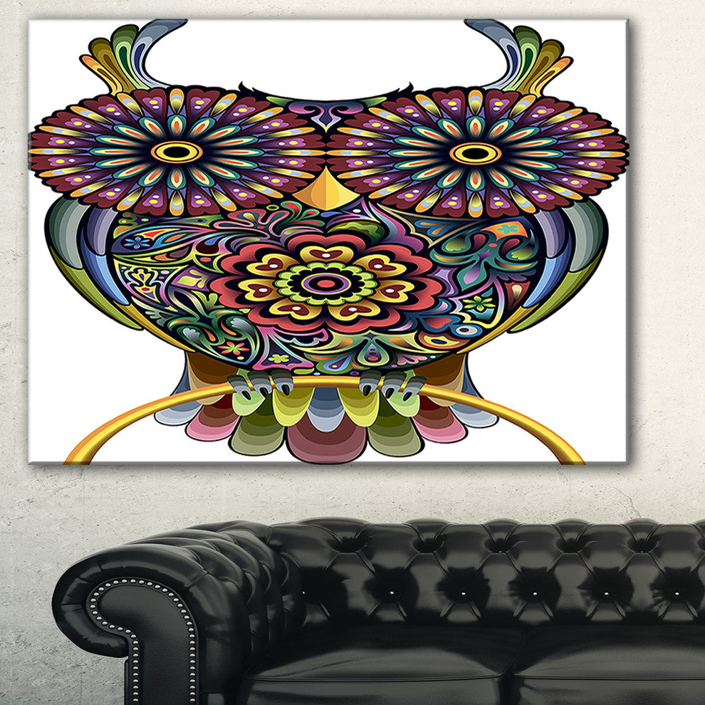 "Funny Owl" Animal Digital Canvas Print, 40"x20"