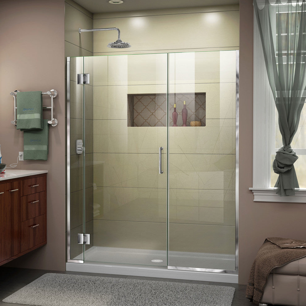 DreamLine Unidoor-X 59.5-60" Hinged Shower Door, Chrome