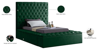 Bliss Velvet Upholstered  Bed, Green, Twin
