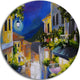 Night City Near Sea, Landscape Round Wall Art, 23"