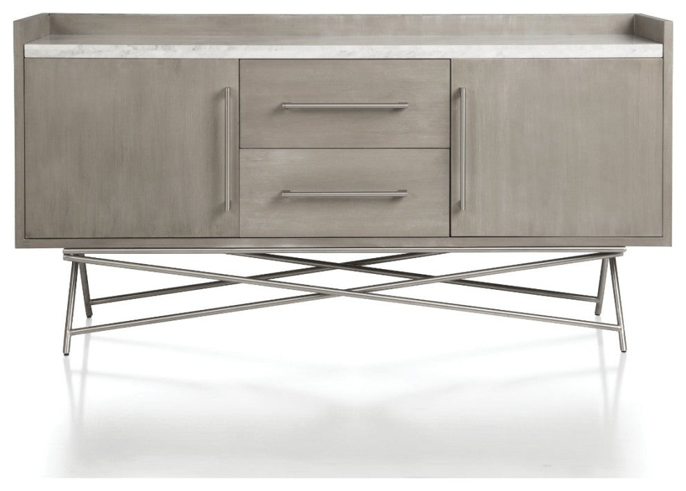 Modus Coral Marble Top Rectangular Sideboard in Antique Grey