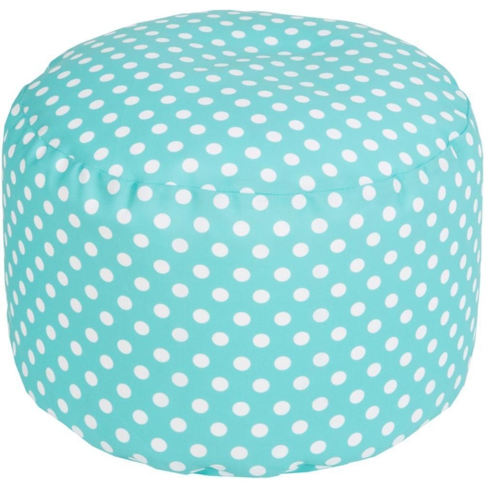 Surya Aqua Polka Dot Pouf POUF-293