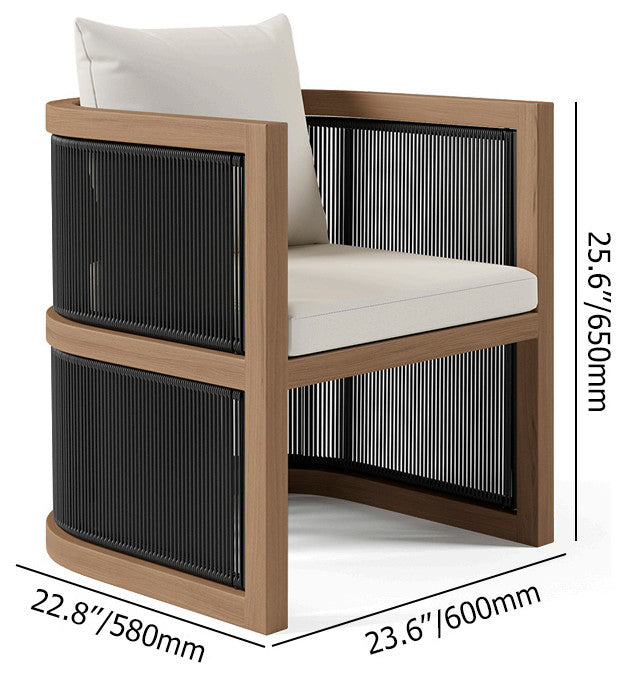 7 Pieces Outdoor Dining Set For 6 with Rectangle Table & Rope Woven Armchair