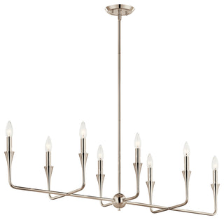 Alvaro 45.5" 8 Light Linear Chandelier, Polished Nickel, 8 Light