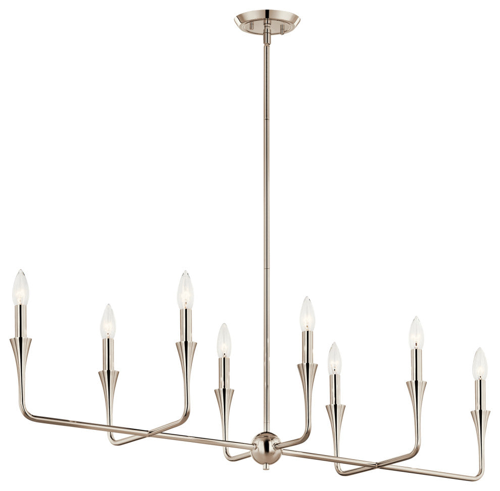 Alvaro 45.5" 8 Light Linear Chandelier, Polished Nickel, 8 Light