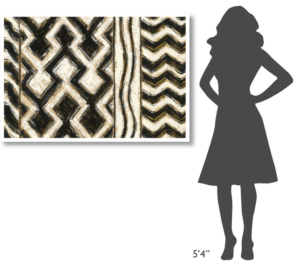 "Black and Gold Geometric VII Crop" Paper Print by Shirley Novak, 50"x34"