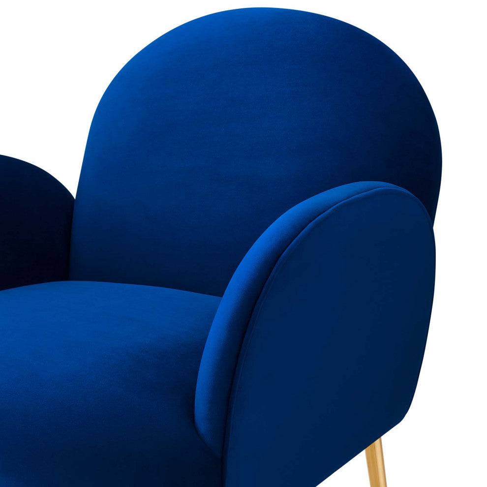 Armchair Accent Chair, Blue Navy, Velvet, Modern, Mid Century Hotel Lounge Cafe