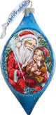Teddy Bear Santa Glass Ornament Drop Ornament