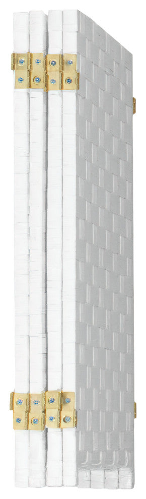 2 ft. Short Woven Fiber Room Divider 4 Panel White