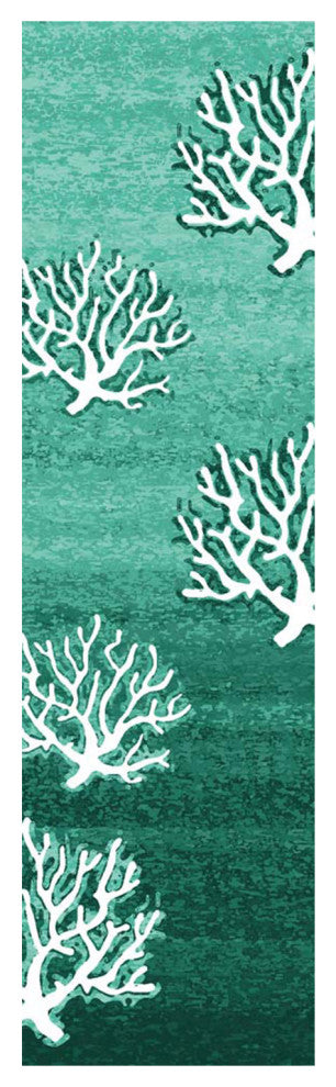 Coral Pattern, Aqua, 2'x8'