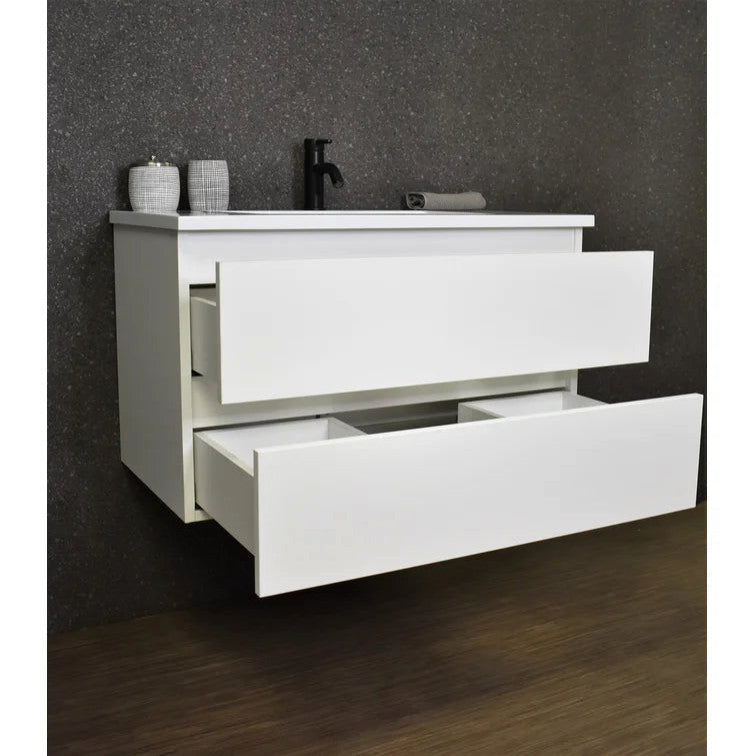 Salt 20Dx36" Floating Bathroom Vanity, Glossy White With Acrylic Top