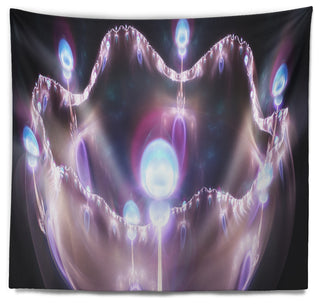 3D Surreal Purple Illustration Abstract Wall Tapestry, 39"x32"