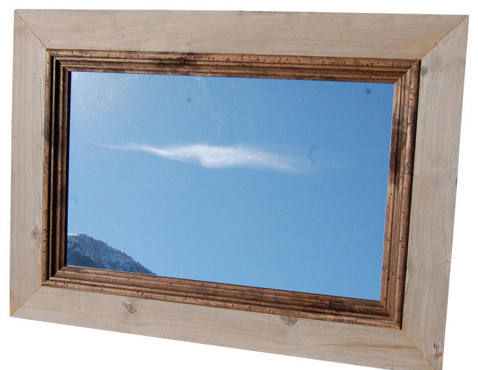 Rustic Mirror Cabin Mirror With Deep Alder Stepped Molding, 20x30