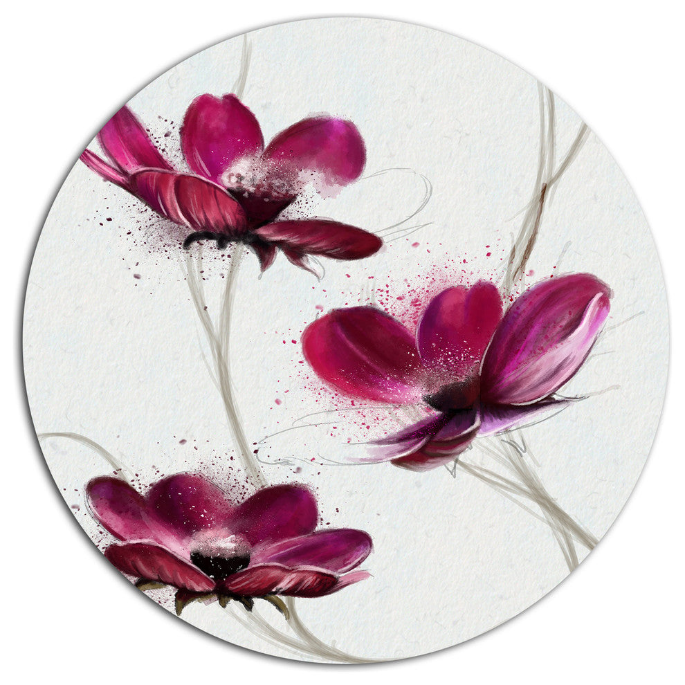 Lovely Red Watercolor Poppies, Flowers Disc Metal Wall Art, 36"