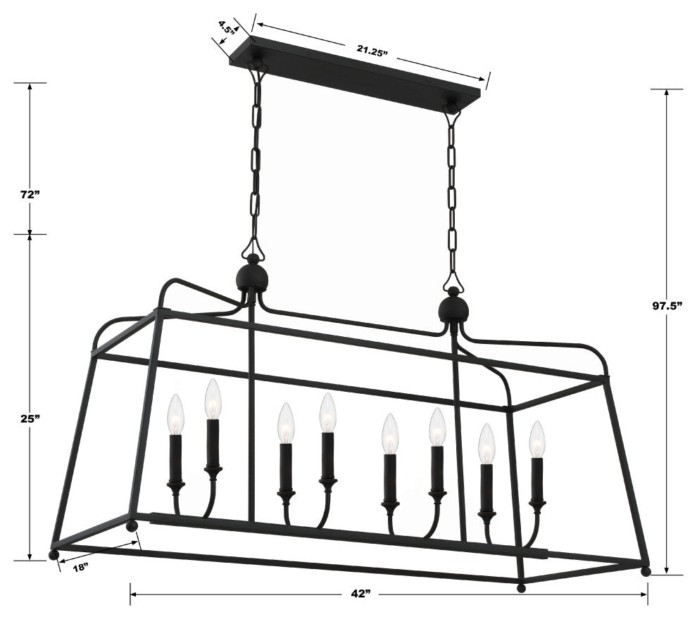 Libby Langdon for Crystorama Sylvan 8-Light Black Forged Chandelier