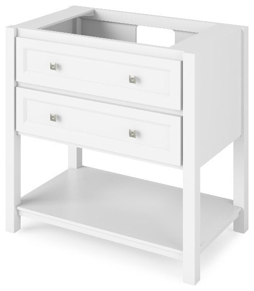 Adler Transitional 36" White Vanity, Steel Grey Cultured Marble Vanity Top