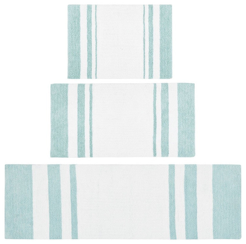 Madison Park Spa Cotton Reversible Bath Rug, Aqua